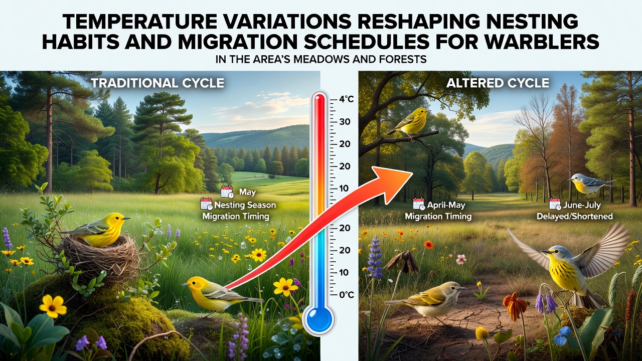 Temperature Shifts Drive Changes in Warbler Nesting and Migration Across Keenwald Meadows and Forests